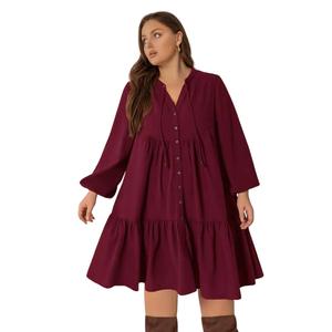 Vestido Midi Floral para Mujer, Vestido Midi Informal con Mangas Abullonadas - Product Image 1