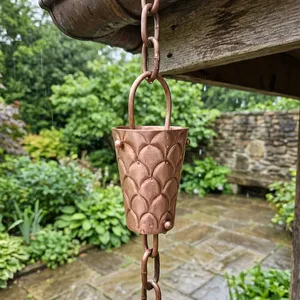 Copper Rain Chains Cup Design Decorative Outdoor Gutter Chain Water <b>Feature</b> <b>Garden</b> Home Exterior Hanging Rainwater Home Decor - Product Image 4