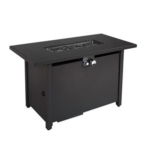 Black Steel Outdoor <b>Fire</b> <b>Pit</b> <b>Table</b> <b>with</b> Lid 25 H X 42 W - Product Image 4
