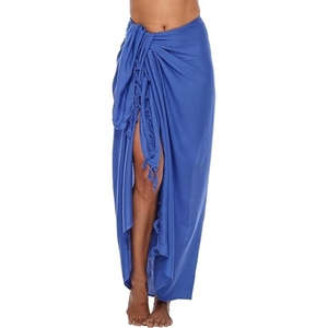Women's Sarong <b>Swimsuit</b> Coverup Long Pareo Beach <b>Wrap</b> with Coconut Clip - Product Image 2
