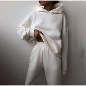 Conjunto Deportivo Nuevo de Alta Calidad para Mujer, Traje de Dos Piezas con Sudadera con Capucha de Forro Polar Cálido, Sudaderas Holgadas de Moda Otoño Invierno - Product Image 5
