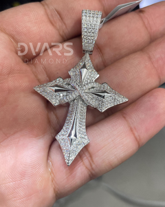 Pendentif croix en moissanite, pendentif personnalisé serti de pierres, pendentif en argent sterling 925, pendentif religieux chrétien Jésus pour femmes et hommes - Product Image 3