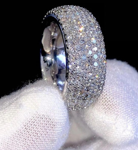 Unisex Hip Hop Cluster <b>Ring</b> 925 Sterling <b>Silver</b> Customizable <b>Band</b> Charm Wedding/Engagement Gift for Parties & Anniversarie <b>ring</b> - Product Image 1