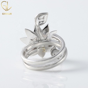 Vintage Style Engagement Ring, Flower & Leaf Inspired Wedding Ring, Cocktail Nature Inspired Ring for Women - Product Image 5