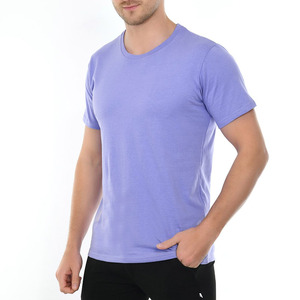 Camiseta de Algodón Lisa Lavanda Personalizada al por Mayor para Hombre, Cuello Redondo, Manga Corta, Casual, Básica, OEM, ODM, Marca Privada, a Granel - Product Image 2