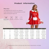 Damen Sweet Maid Lack leder Kleid mit floralen Spitze Stirnband Schürze A-Linie Kleid für Cosplay Nightclub Themed Party Cosplay