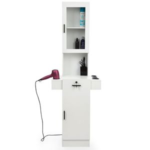 Bianco a parete stazione barbiere a 3 livelli armadio a cassetto porta di vetro salone Spa tavolo di bellezza mobili per lo Styling dei capelli - Product Image 5