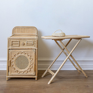 Handmade toy washing <b>machine</b> natural rattan washer miniature pretend play toys for toddlers - Product Image 3