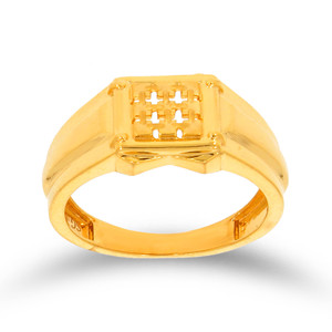 Premium <b>Square</b> Geometric Cutout Gold Tone Ring for Men Elegant Wide Band Greek <b>Key</b> Inspired Luxury Jewelry - Product Image 1
