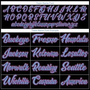 Jersey de Béisbol Personalizado con Bordado Auténtico en Negro, Rosa y Azul Claro, Uniforme Deportivo de Equipo Personalizado, Transpirable, de Poliéster, con Botones - Product Image 6