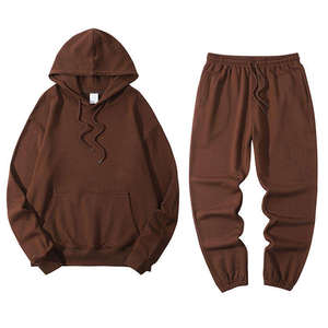 Conjunto de Dos Piezas de Forro Polar Europeo y Americano para Otoño e Invierno, Cierre de Botón, Color Sólido, Corte Ajustado, para Hombre, Ropa Deportiva - Product Image 3