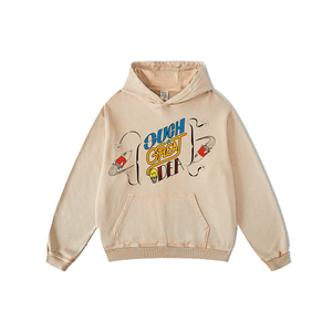 Sweat à capuche surdimensionné en coton 100% bleu délavé personnalisé pour impression numérique de logo vintage - Product Image 1