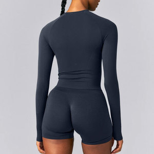 Camiseta Deportiva Ajustada para Mujer, Ropa de Fitness, Manga Larga, Puños con Orificios para Pulgares, Compresión, Alta Elasticidad - Product Image 6