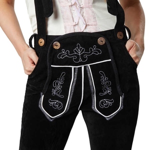 Shorts en cuir suédé authentique pour femmes, style Lederhosen classique, avec broderie traditionnelle feuille de chêne et doublure confortable et lisse. - Product Image 4