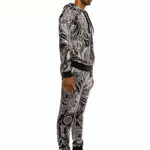 Conjunto Deportivo con Capucha para Hombre, Estampado Paisley, 100% Poliéster, Cierre Completo con Cremallera, Casual, Transpirable, Corte Regular - Product Image 3