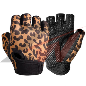 Custom Logo Women <b>Leopard</b> <b>Print</b> Gym <b>Gloves</b> Anti Slip Silicone Palm Fingerless Workout Fitness <b>Gloves</b> OEM - Product Image 3