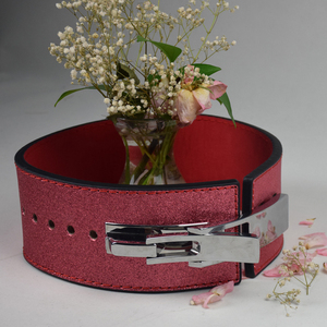 Squat Powerlifting Training Deadlift Pink Sparkle 10MM Aluminum Lever Belt for <b>Women</b> Glitter Gym Leather <b>Weight</b> Lifting - Product Image 3
