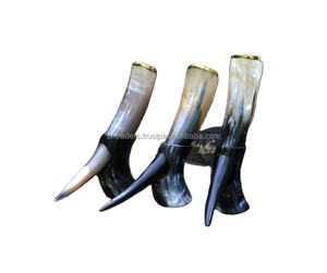 แก้วน้ำทำมือจากเขาสัตว์ไวกิ้งขัดเงา ดีไซน์กันน้ำ สำหรับเบียร์ เอล และมีด - แก้วทรงสัตว์สไตล์ชนบท - Product Image 1