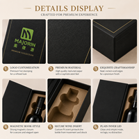 Boîte cadeau de luxe personnalisée pour vins et spiritueux avec logo, en carton rigide magnétique, texture dorée premium et doublure en mousse