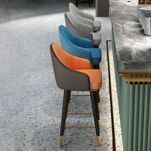 Modern PU <b>Leather</b> <b>Bar</b> <b>Stool</b> with Backrest, Counter Height Kitchen <b>Bar</b> Chair with Metal Footrest for Home Pub Bistro Restaurant - Product Image 6