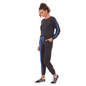 Conjunto Deportivo de Algodón Negro para Mujer, Sudadera de Manga Larga con Cuello Redondo, Pantalones Deportivos hasta el Tobillo con Bolsillos Laterales, Ropa Casual de Otoño - Product Image 6