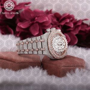 Montre de luxe pour homme Charm_Jewells en acier inoxydable, boîtier polygonal, cadran analogique, mouvement mécanique, chronographe, verre saphir - Product Image 3