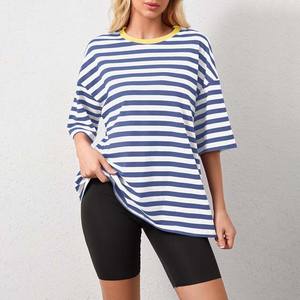 Camiseta Holgada de Verano para Mujer, con Hombros Caídos, de Algodón Transpirable, Manga Corta, Color Personalizado, Logotipo Personalizado, Alta Calidad - Product Image 3