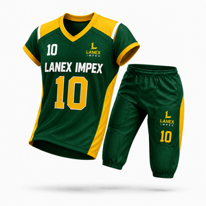 Ensemble d'uniformes de football américain au design optimal, vert et jaune, impression par sublimation, polyester respirant, vêtements d'entraînement unisexes pour adultes - Product Image 1
