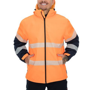 Chaqueta Acolchada Reflectante de Alta Visibilidad Rosa para Hombre, Informal, de Invierno, con Capucha, Impermeable, de Poliéster, con Cierre de Cremallera, para Trabajo - Product Image 4