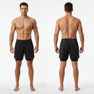 Solid Plain Blank 2 in 1 Running Shorts Quick Dry Gym Workout Shorts Custom Logo Fitness Training Double <b>Layer</b> Athletic Shorts - Product Image 2