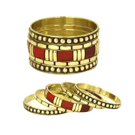 Ensembles de bracelets fantaisie ANEES HANDICRAFTS en laiton plaqué or avec pierres en résine et motifs de paix, pour femmes, mariage, romantique - Product Image 3