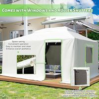 Cubierta para Gazebo de Techo Rígido Blanco de 12'x16', Universal para Exteriores, Impermeable, Cerrada, con Paredes Laterales y Ventanas de Malla para Invierno