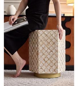 Mesa con Incrustaciones de Hueso de ILAHI, Diseño Moderno con Detalles de Ágata, Almacenamiento Portátil, Muebles para el Hogar - Product Image 1