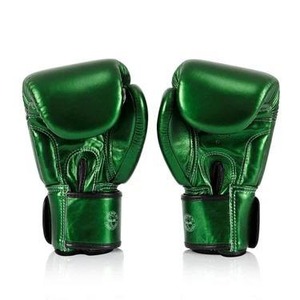 OEM New Model Genuine Metallic Leather Green Fair Tex Boxing Gloves High Quality MMA Muay Thai Training Sparring Gloves CP-BG-77 - Product Image 3