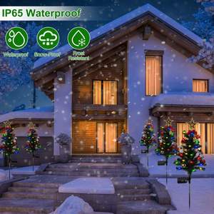 Set di 4 Luci Solari per Albero di Natale, Decorazioni da Giardino con Modalità Costante e Lampeggiante, Lampada con Picchetto per Albero - Product Image 5