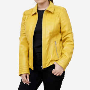 Chaquetas de Cuero para Mujer, Simples y de Alta Calidad, Color Borgoña, Chaqueta de Piel de Oveja Auténtica, Chaqueta de Cuero para Mujer, Alta Visibilidad - Product Image 3