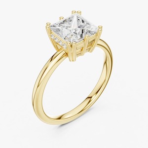 Anillo de Compromiso Solitario con Diamante Cultivado en Laboratorio de Corte Princesa de 1.75 Ct, Oro Amarillo de 9K, Joyería OEM al por Mayor - Product Image 6