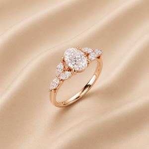 Anillo de compromiso de oro rosa con moissanita de corte ovalado de 1 quilate y diseño floral inspirado en la naturaleza para mujer - Product Image 4