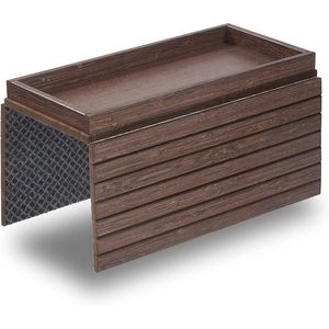 Vassoio da bracciolo per divano, spazioso, 31,5 x 13,7 cm, con vano portaoggetti, finitura in bambù marrone, feltro antiscivolo migliorato, per arredamento soggiorno - Product Image 1