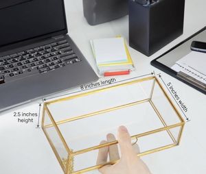 Metal & Glass Storage Boxes With Golden Frame For Jewelry Organizer And Decorative Use Handmade Glass Jewelry Box 8x5x2.5 Inches - Product Image 6