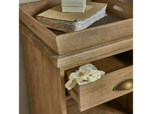 Mesita de Noche Vintage de Madera con Cajón y Estante |   Mesa de Noche Moderna para Dormitorio con Almacenamiento - Product Image 4