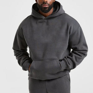 Sudadera con Capucha Gris para Hombre, Tejido de Algodón, Corte Holgado, Color Sólido, Casual, Transpirable, con Bolsillo, Manga Larga, para Otoño, Talla 360 - Product Image 3