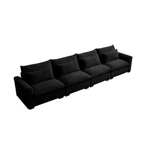 Divano a 4 posti in velluto a coste nero per soggiorno moderno comodi comodi divani con 4 cuscini in vita - Product Image 6