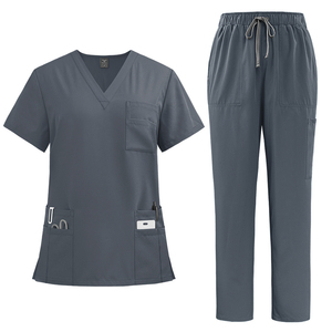 Ensemble de Blouse et Pantalon Médical Unisexe en Maille à Logo Gaufré, Manches Courtes, Haute Qualité, Séchage Rapide, Respirant, Vente en Gros - Product Image 4