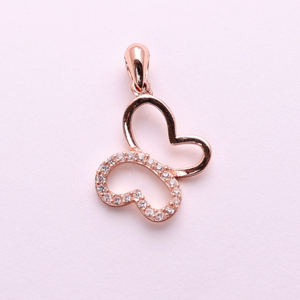 Collier pendentif papillon en argent sterling 925 plaqué or rose avec pierres CZ pour femmes, collier pour femmes, pendentif fin à la mode - Product Image 3