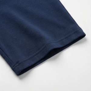 Conjunto de 2 Piezas Tejido para Mujer, Color Azul Marino Sólido, Camiseta de Cuello Redondo y Manga Corta, y Pantalones Cortos por Encima de la Rodilla, Corte Holgado, Estilo Casual - Product Image 6
