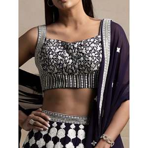 Pretty Dark Purple Georgette Thread Work Reception <b>Lehenga</b> Choli - Product Image 3