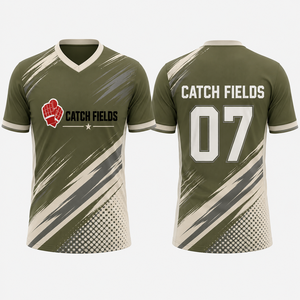 เสื้อฟุตบอลผู้ชาย OEM ระบายอากาศได้ดี แห้งเร็ว สกรีนชื่อและหมายเลขได้ตามต้องการ ชุดกีฬาฟุตบอลสำหรับผู้ชาย - Product Image 1