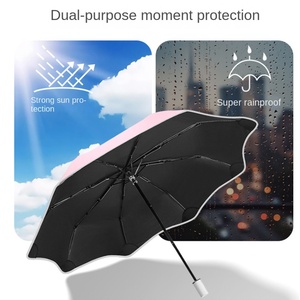 8K Three-Fold Black Rain <b>Sunscreen</b> Umbrella Reflective Edging Hand-Open Safety Modern Pongee Dual-Use Factory Stock Wholesale - Product Image 4