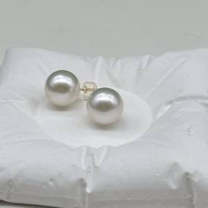 Pendientes de Perlas de Agua Dulce Naturales de 11-12 mm, Oro de 18K, Perlas Edison Redondas Aurora 5A - Product Image 2